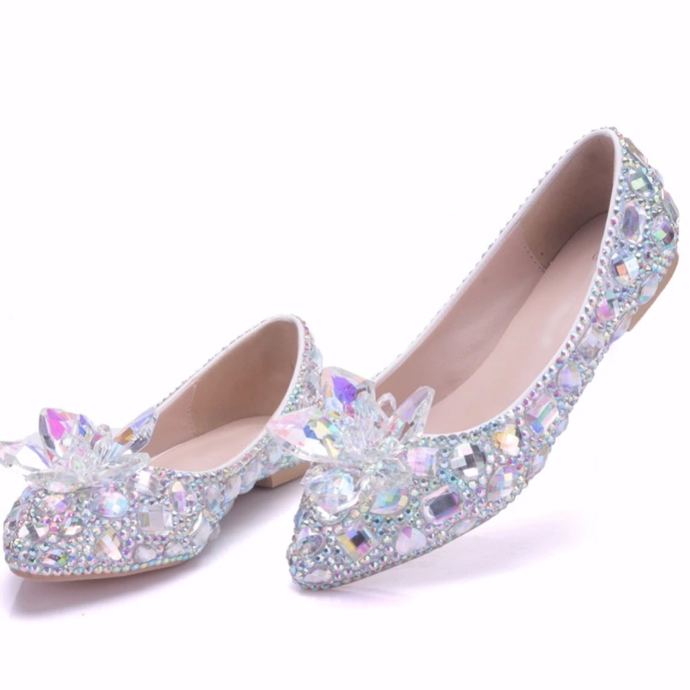 Cinderella Flats Glass Slipper Shoes Sparkly BNIB